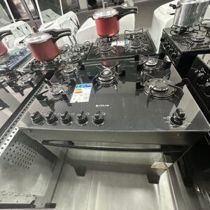 Fogão Atlas 5 Bocas Mesa De Vidro (Novo De Outlet) 1 Ano De Garantia